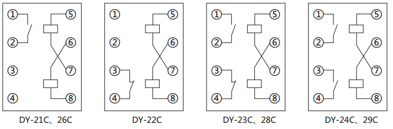DY-27C、D電壓繼電器內部接線圖