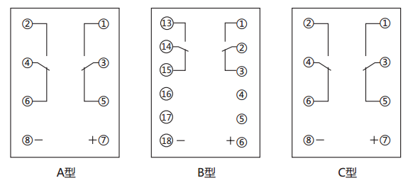 JCDY-2/B直流電壓繼電器內部接線及外引接線圖