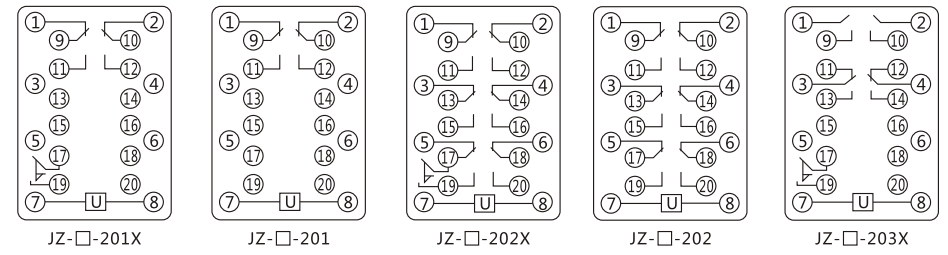 JZY（J)-207靜態(tài)中間繼電器內(nèi)部接線圖及外引接線圖